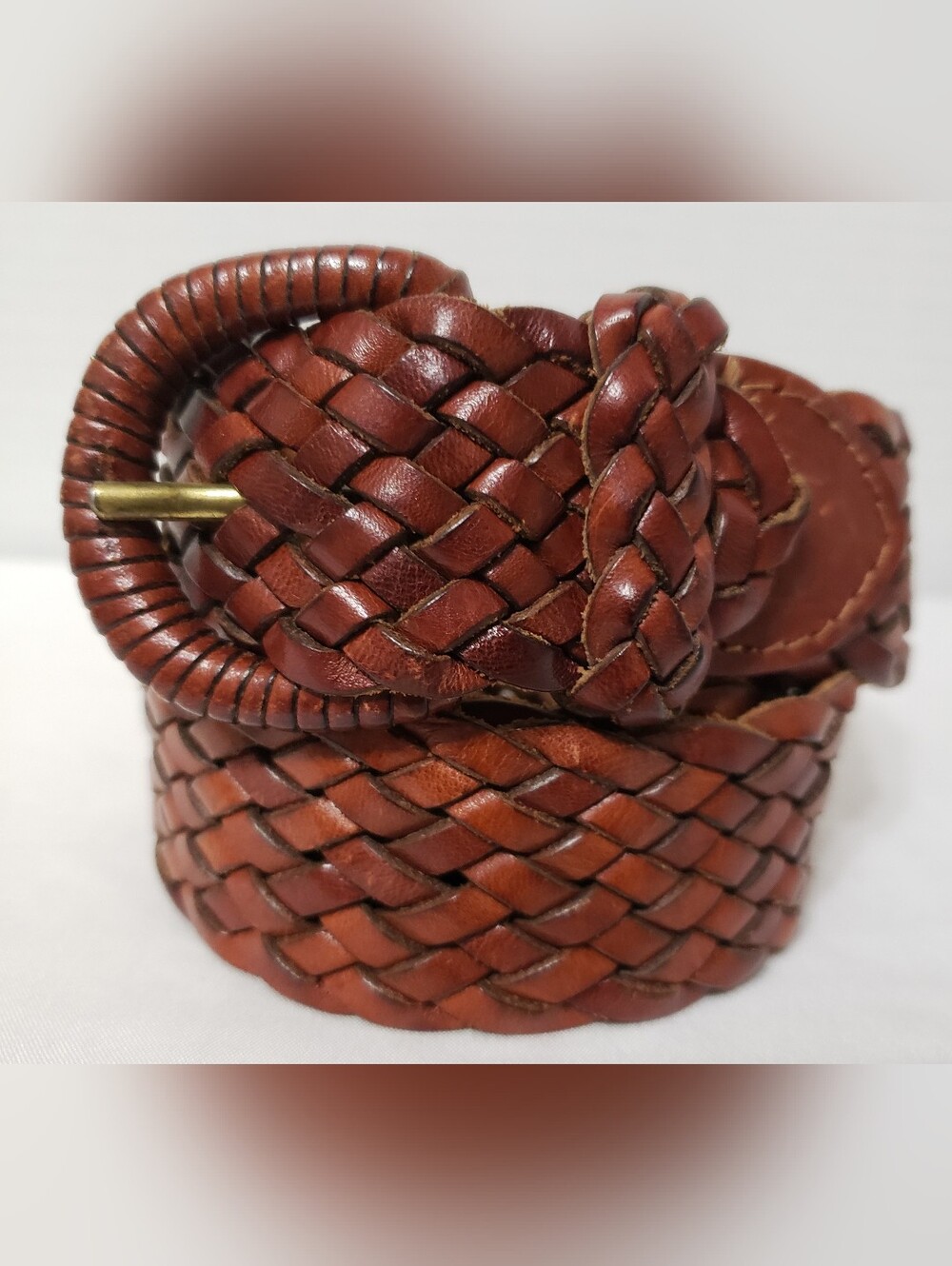 Banana Republic Brown Woven Leather Belt With Leather Wrapped Buckle Size XS